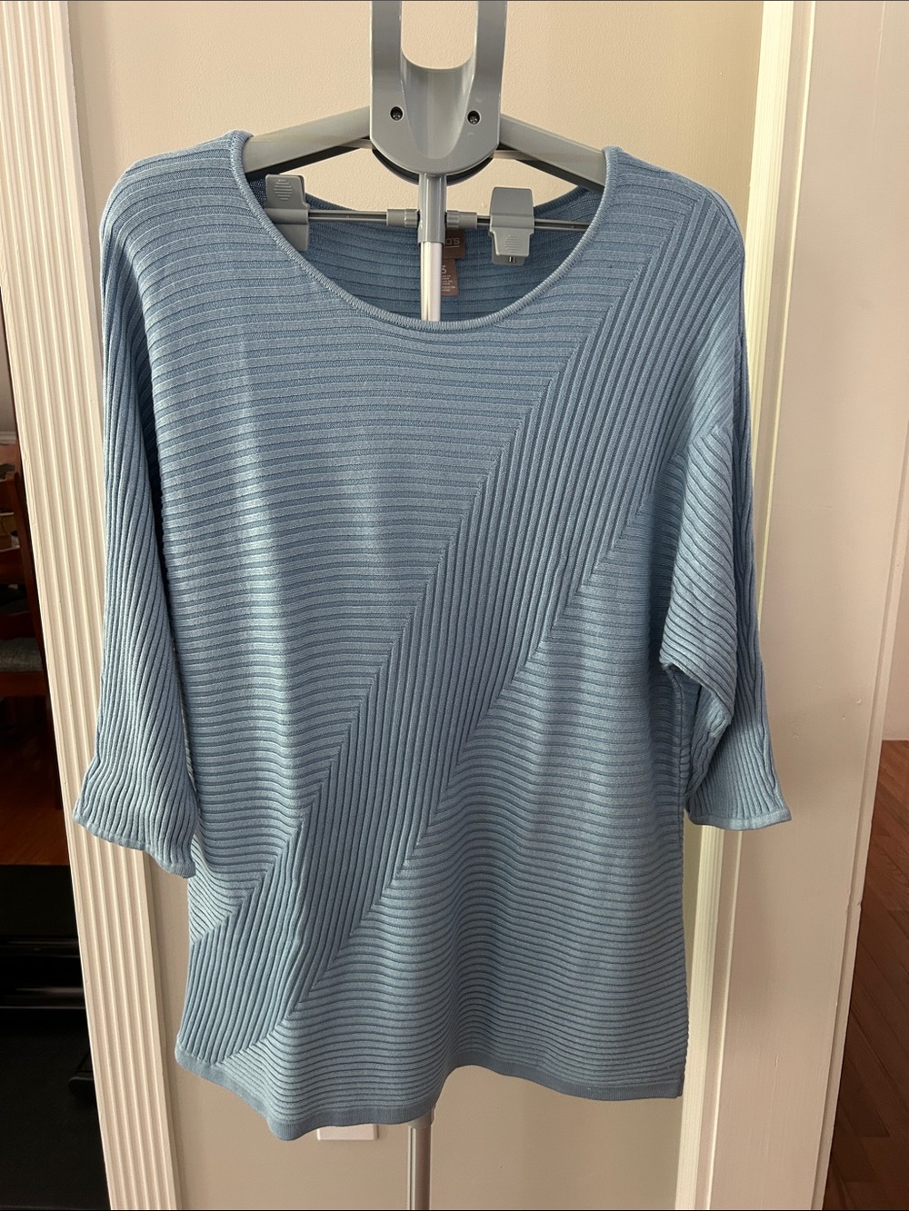 Chico's Diagonal Ribbed Boatneck Tunic - Light Blue  Size 3 - XL